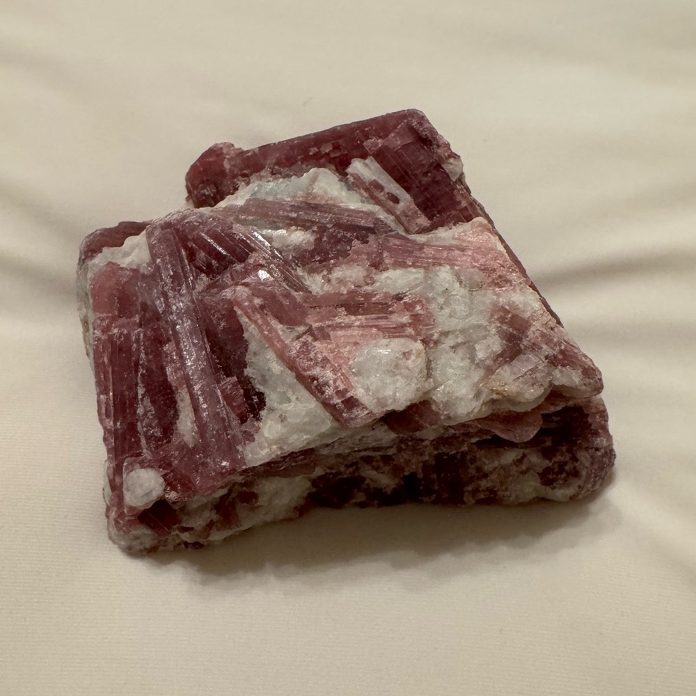 Pink and White Raw Tourmaline Crystal